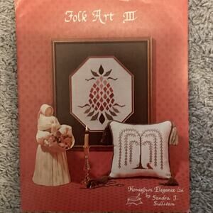 Vtg Cross Stitch Pattern Willow Tree Stenciled Pineapple MCM 70s 80s Needlepoint